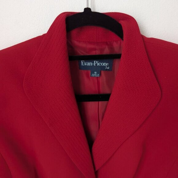 Vintage Evan Picone Women's Red 2 Piece Suit Jacket & Skirt Set, 10 - Picture 3 of 10
